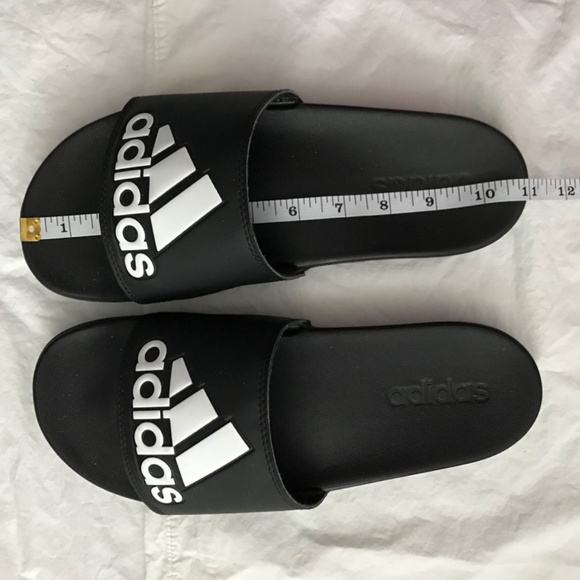 NWOT adidas Adilette Comfort Slides Slippers Men’s 8/Women’s 9 Black White - Picture 7 of 8